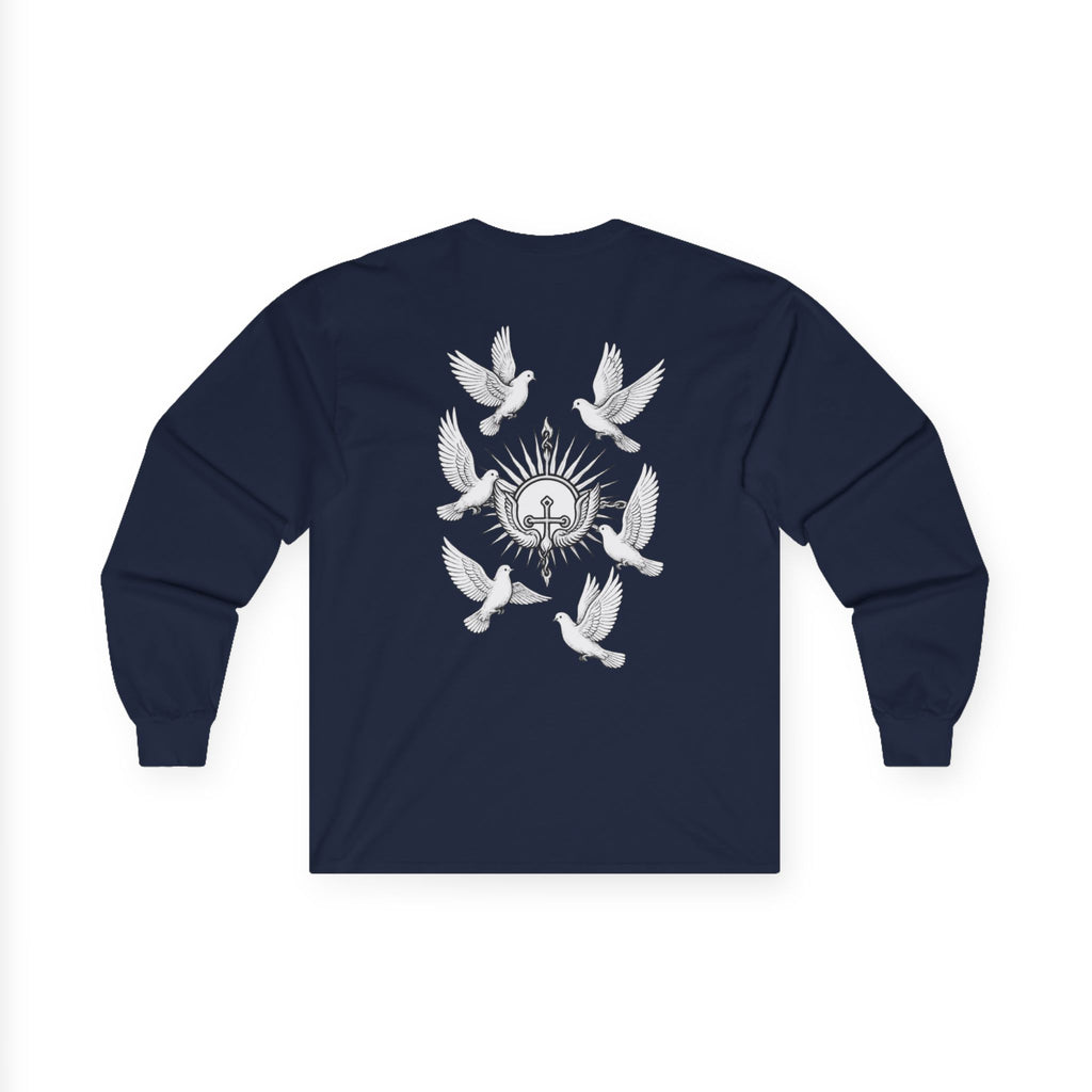 Dove Surrounded Victorium Word & Design Logo Womens Long-Sleeve Tee