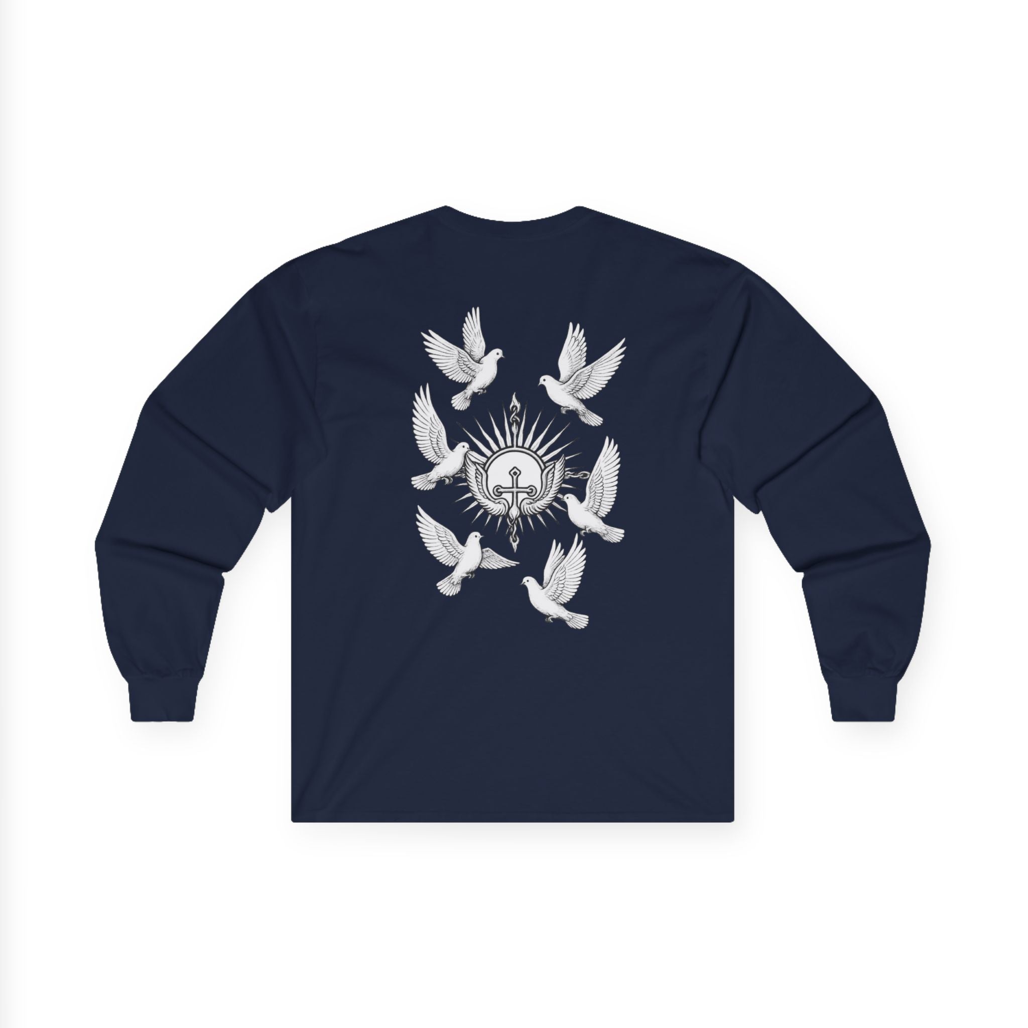 Dove Surrounded Victorium Word & Design Logo Womens Long-Sleeve Tee