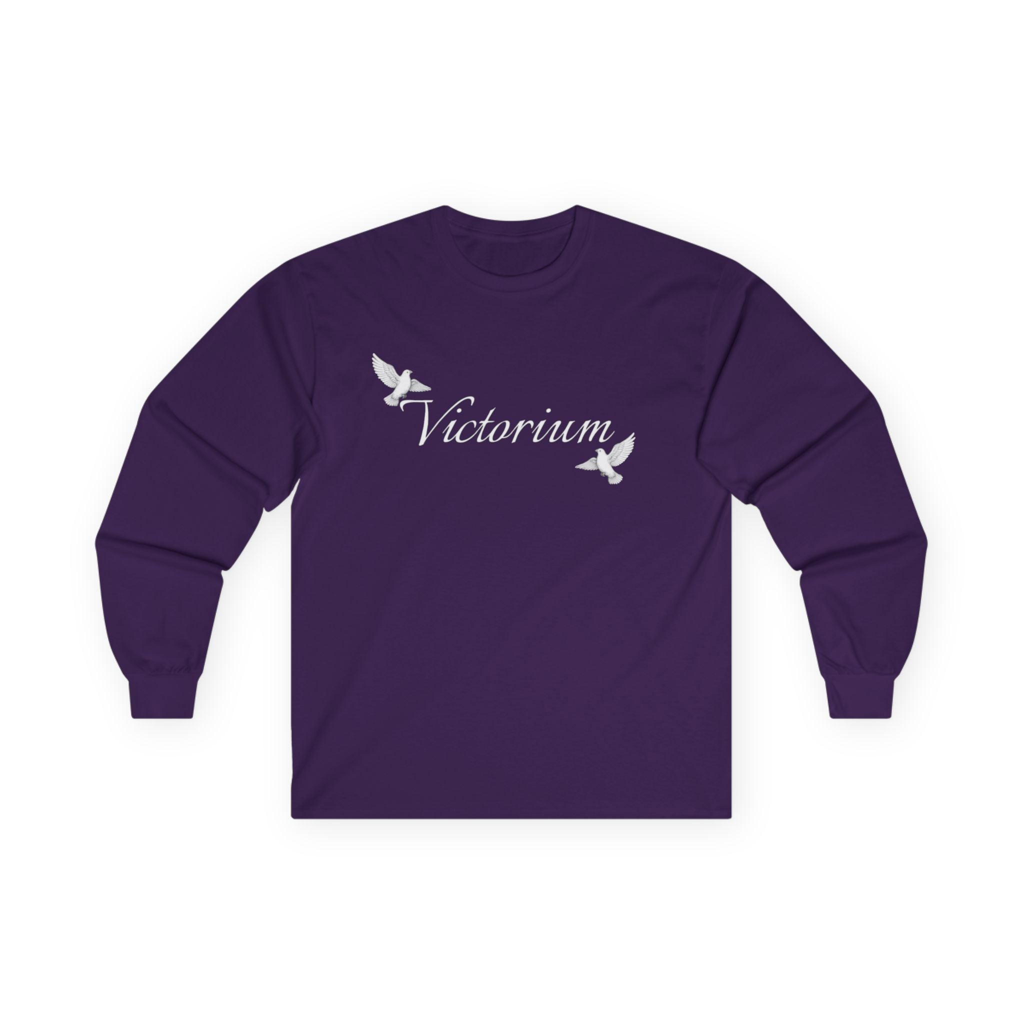 Dove Surrounded Victorium Word Logo Womens Long-Sleeve Tee