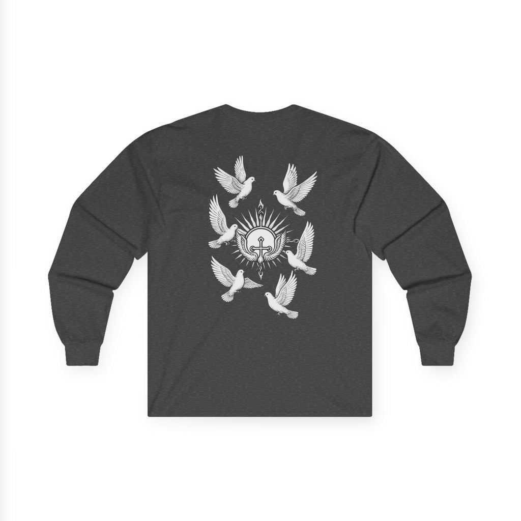 Dove Surrounded Victorium Word & Design Logo Womens Long-Sleeve Tee