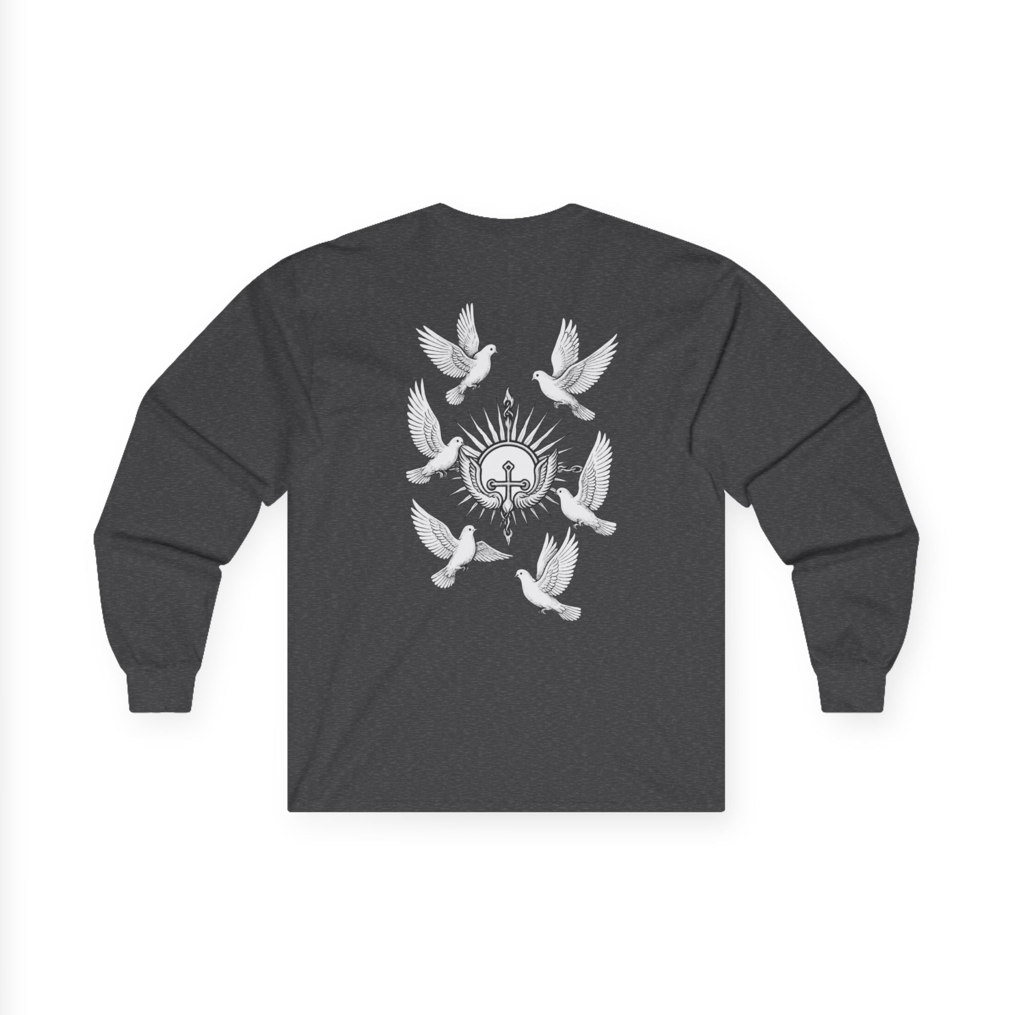 Dove Surrounded Victorium Word & Design Logo Womens Long-Sleeve Tee