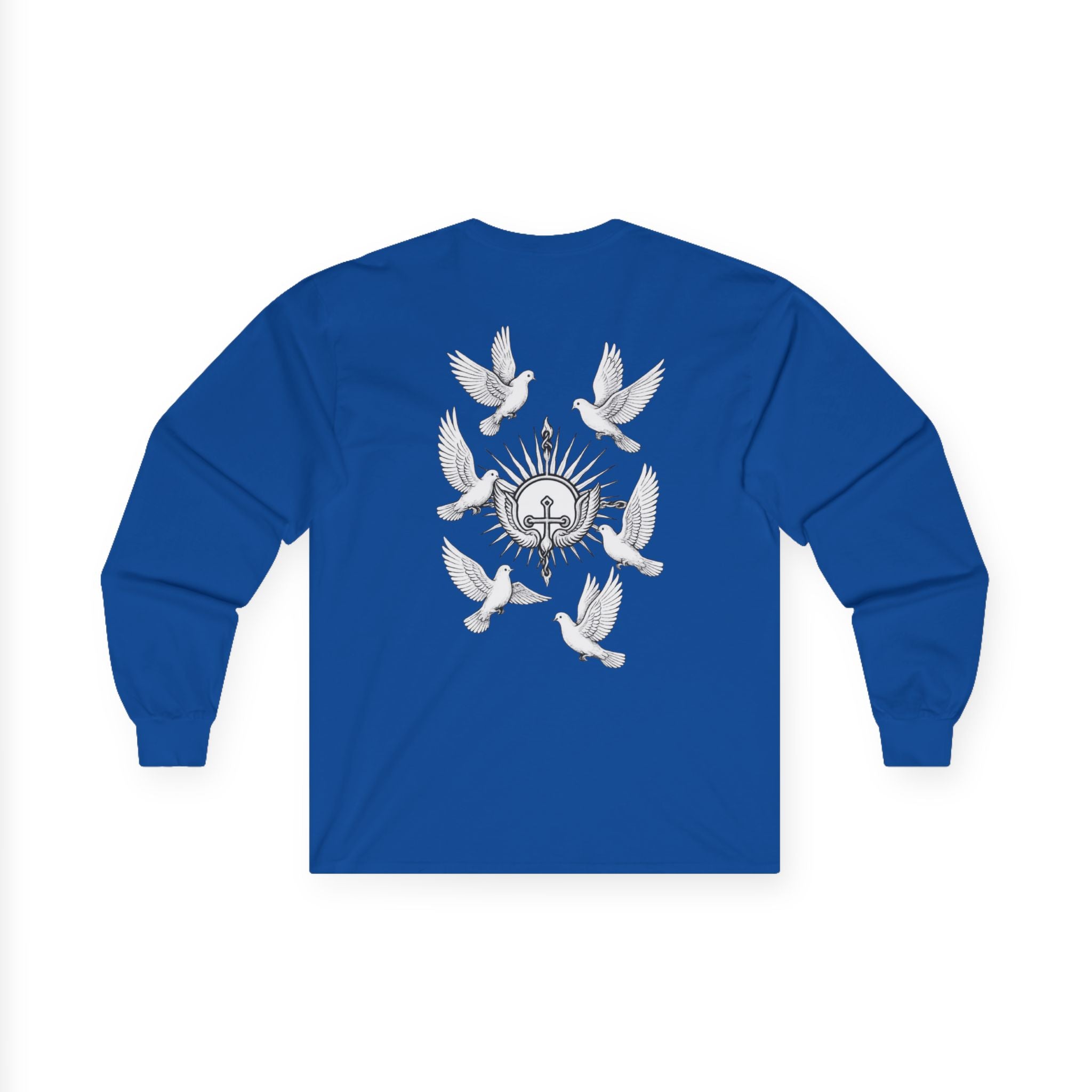 Dove Surrounded Victorium Word & Design Logo Womens Long-Sleeve Tee