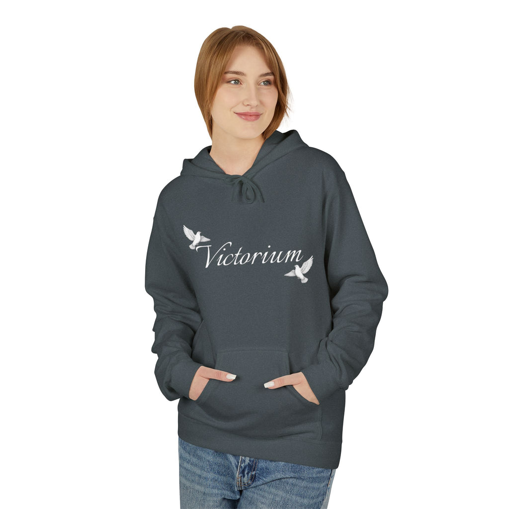 Dove Surrounded Victorium Word & Design Logo Womens Fleece Hoodie