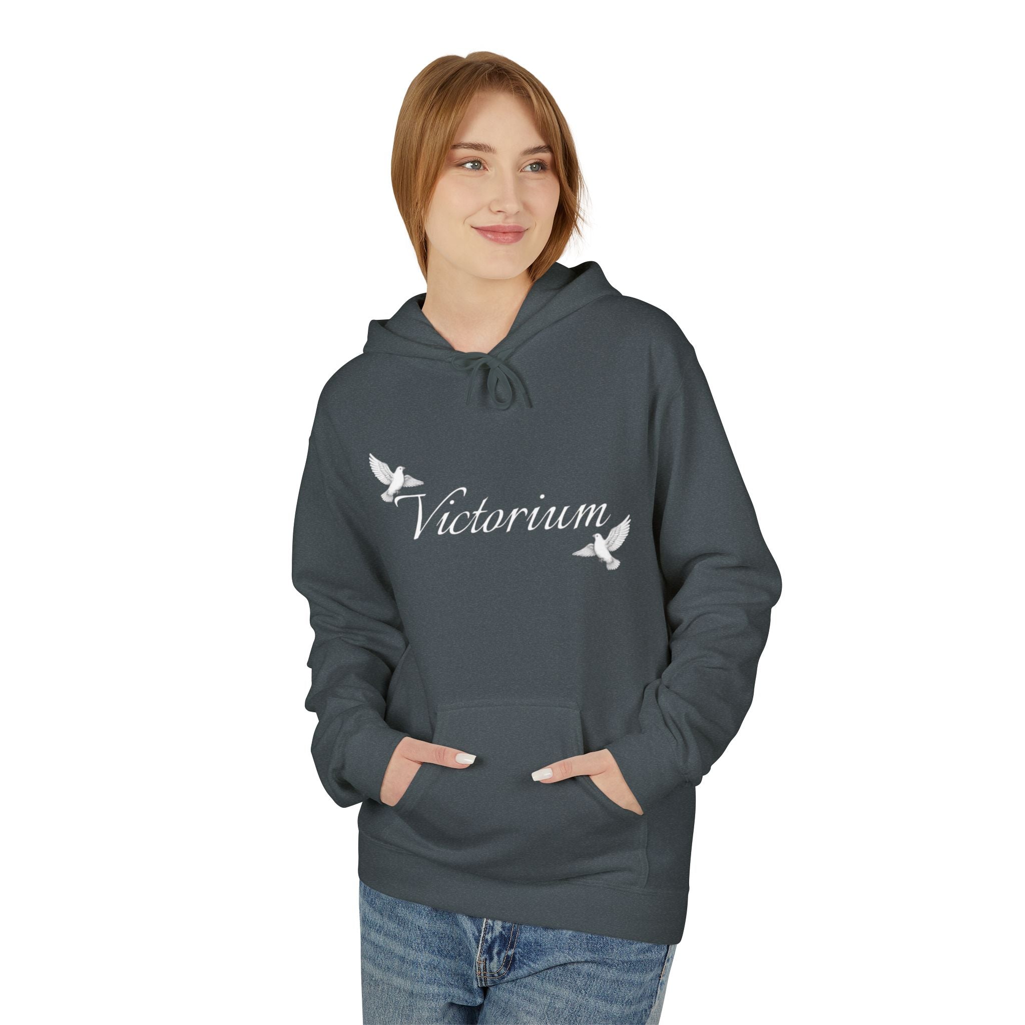 Dove Surrounded Victorium Word & Design Logo Womens Fleece Hoodie