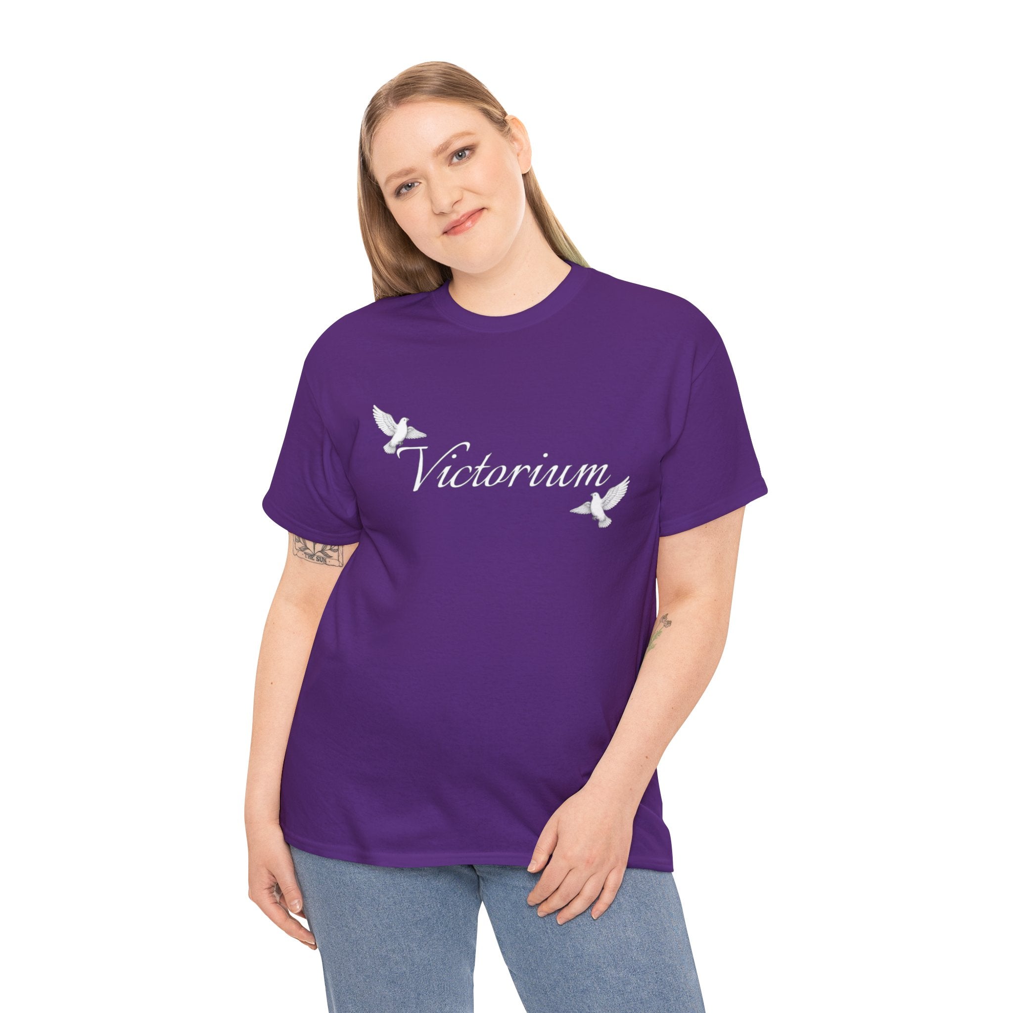Dove Surrounded Victorium Word Logo Womens Tee