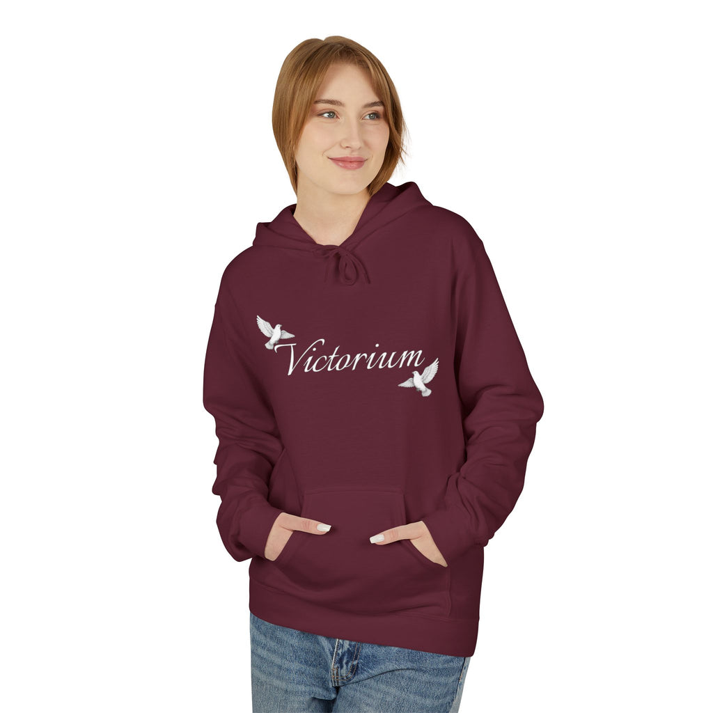 Dove Surrounded Victorium Word Logo Womens Fleece Hoodie
