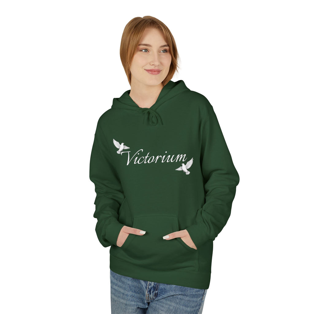 Dove Surrounded Victorium Word Logo Womens Fleece Hoodie