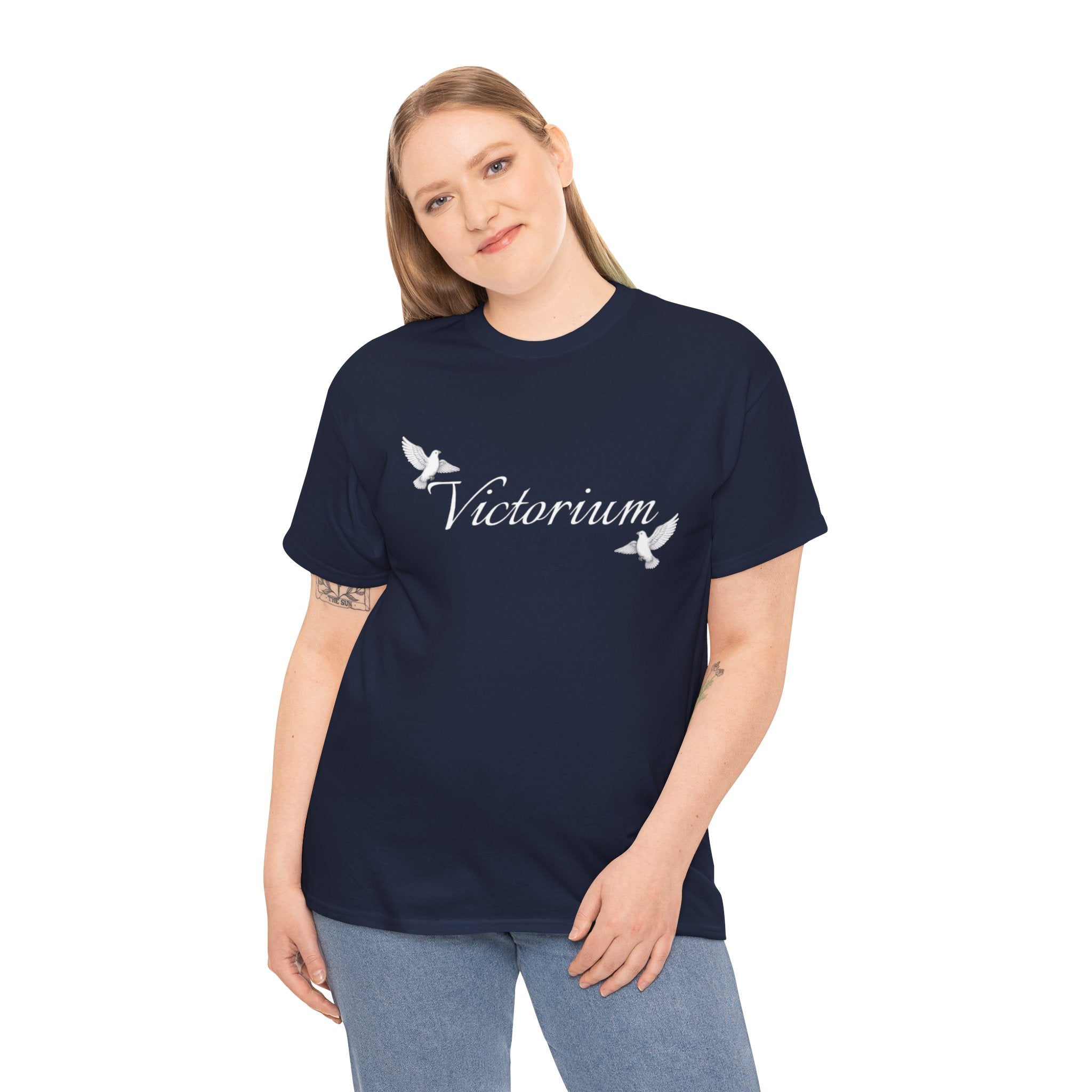 Dove Surrounded Victorium Word & Design Logo Womens Tee
