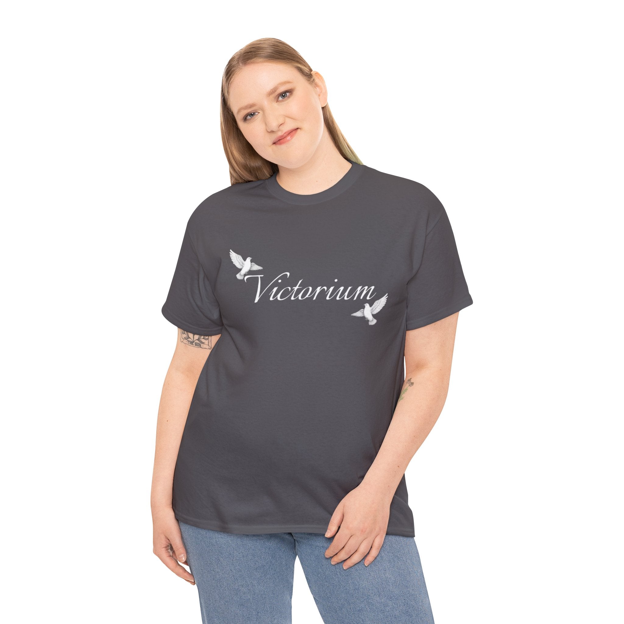 Dove Surrounded Victorium Word Logo Womens Tee