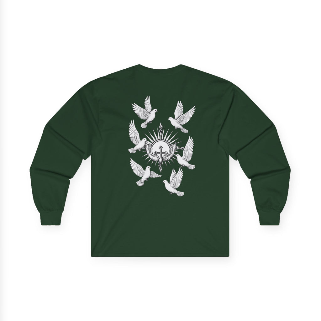 Dove Surrounded Victorium Word & Design Logo Womens Long-Sleeve Tee