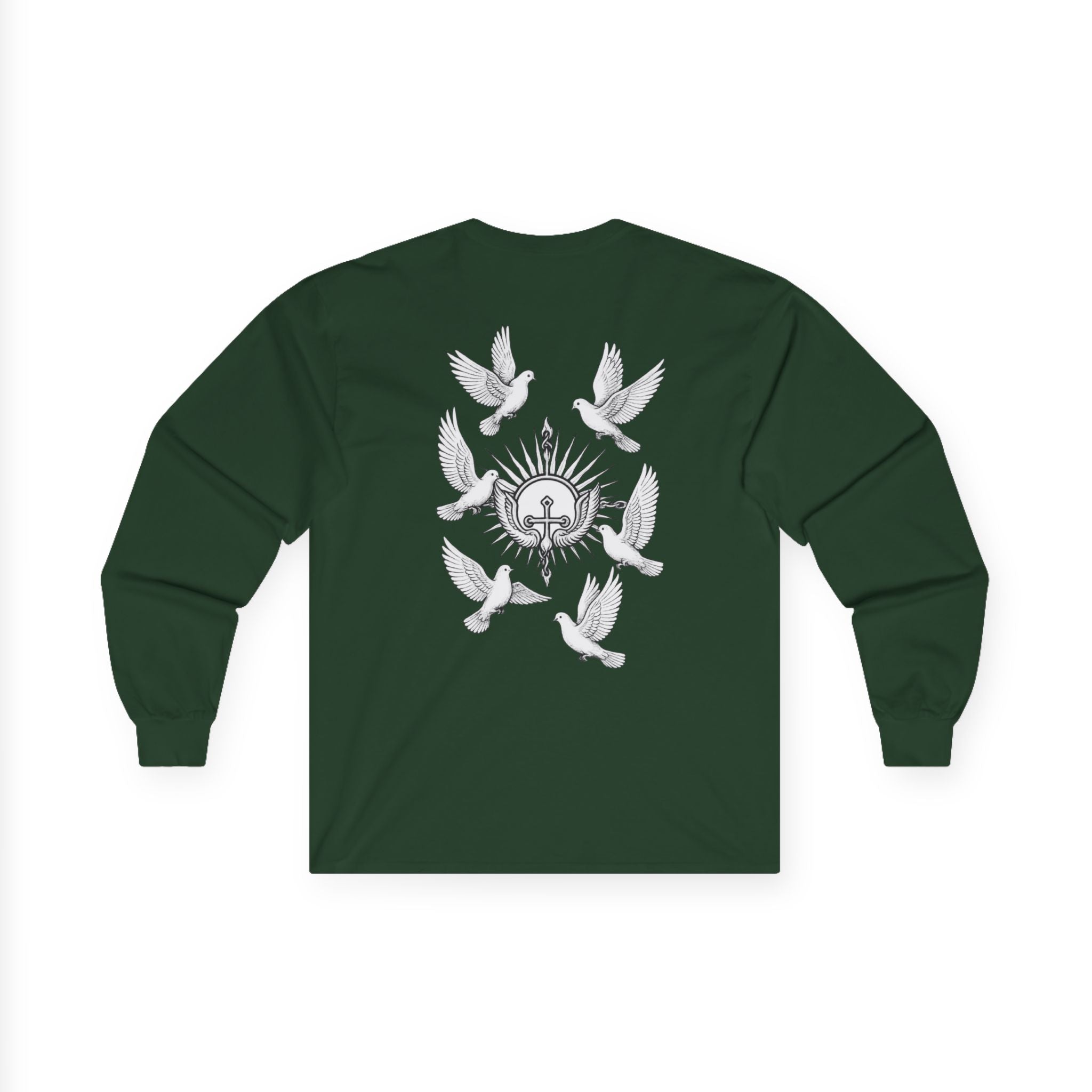 Dove Surrounded Victorium Word & Design Logo Womens Long-Sleeve Tee