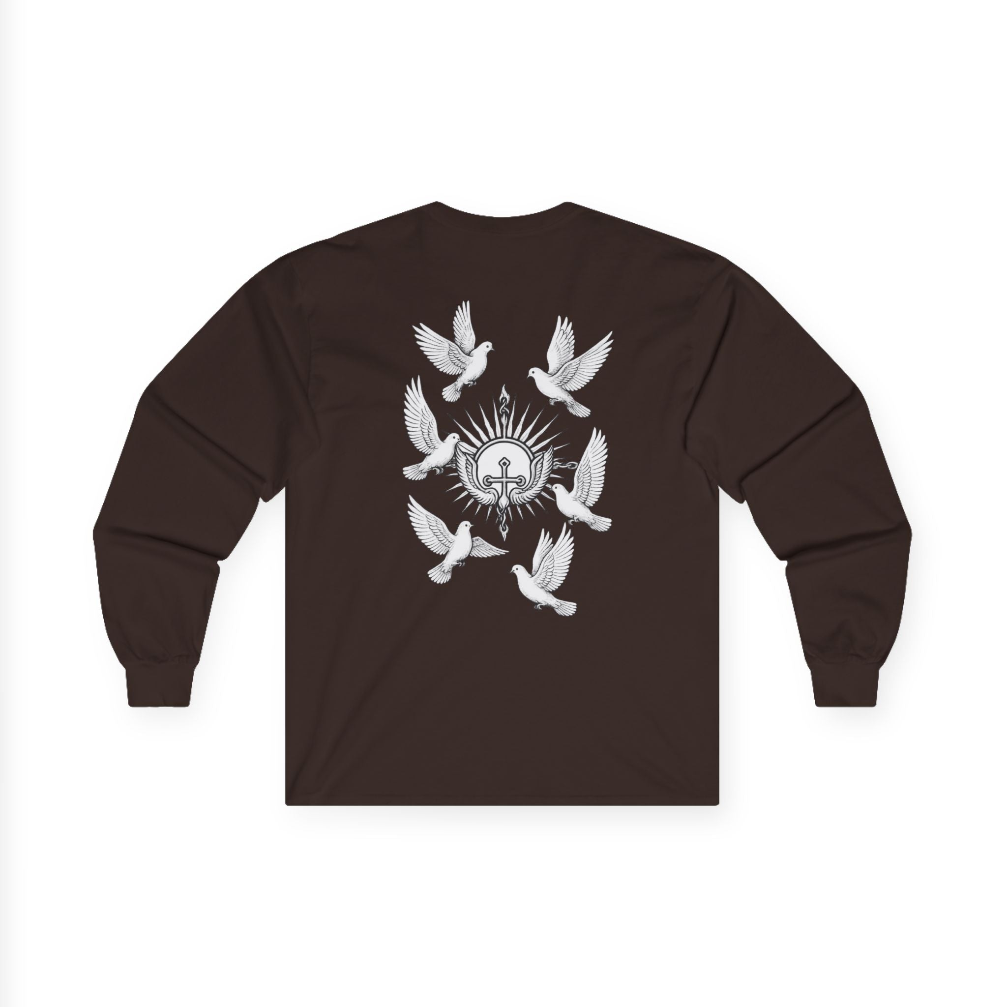 Dove Surrounded Victorium Word & Design Logo Womens Long-Sleeve Tee