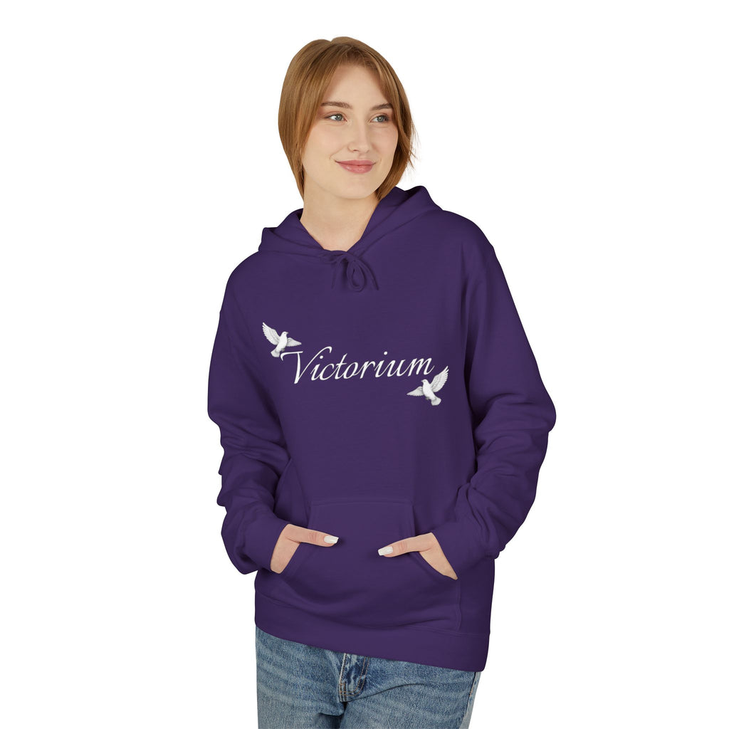 Dove Surrounded Victorium Word Logo Womens Fleece Hoodie