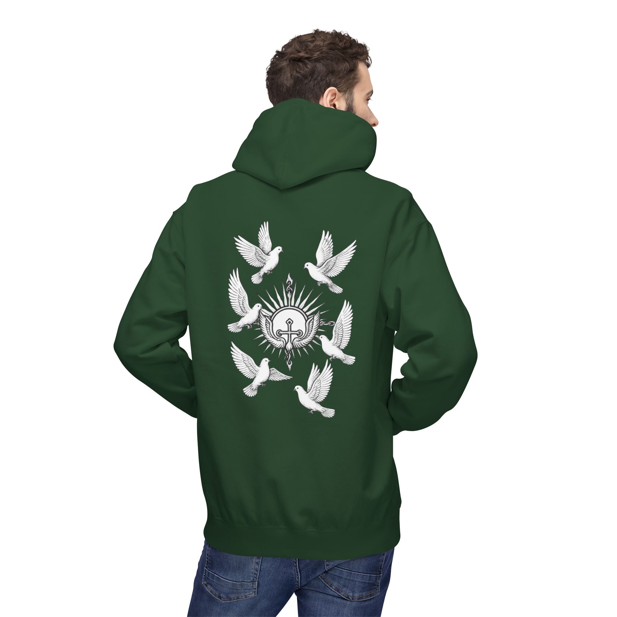 Dove Surrounded Victorium Logo Unisex Fleece Hoodie