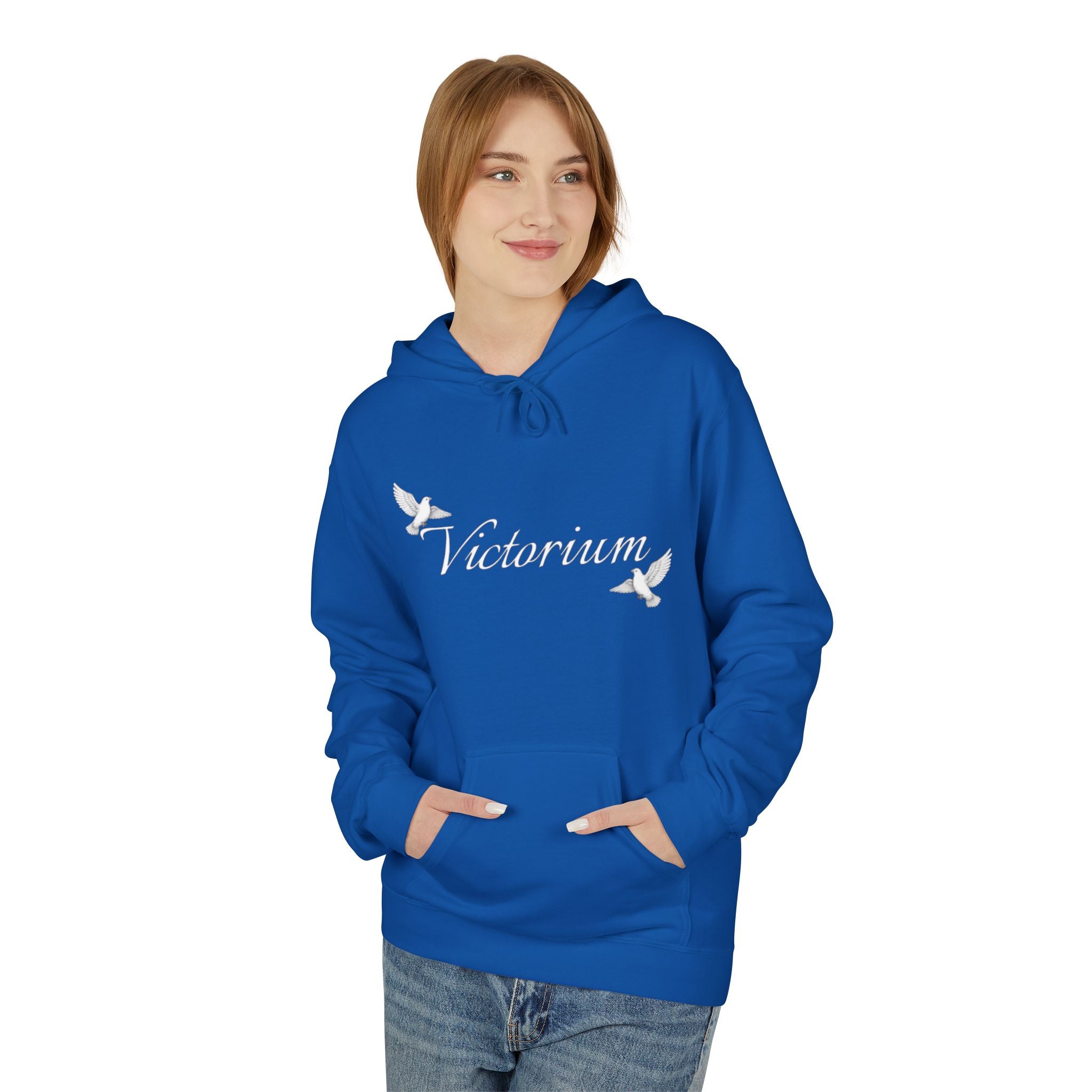 Dove Surrounded Victorium Word & Design Logo Womens Fleece Hoodie