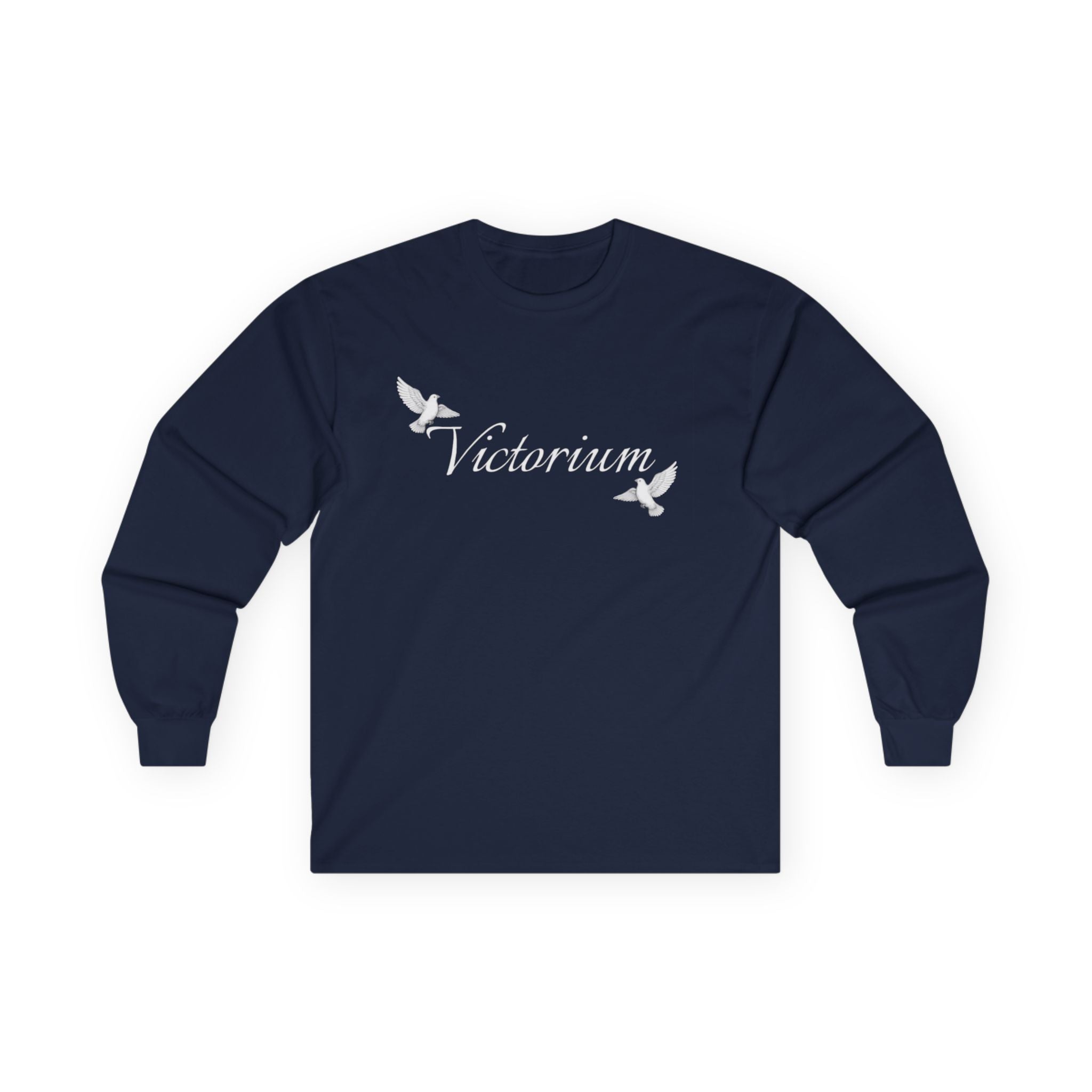 Dove Surrounded Victorium Word Logo Womens Long-Sleeve Tee