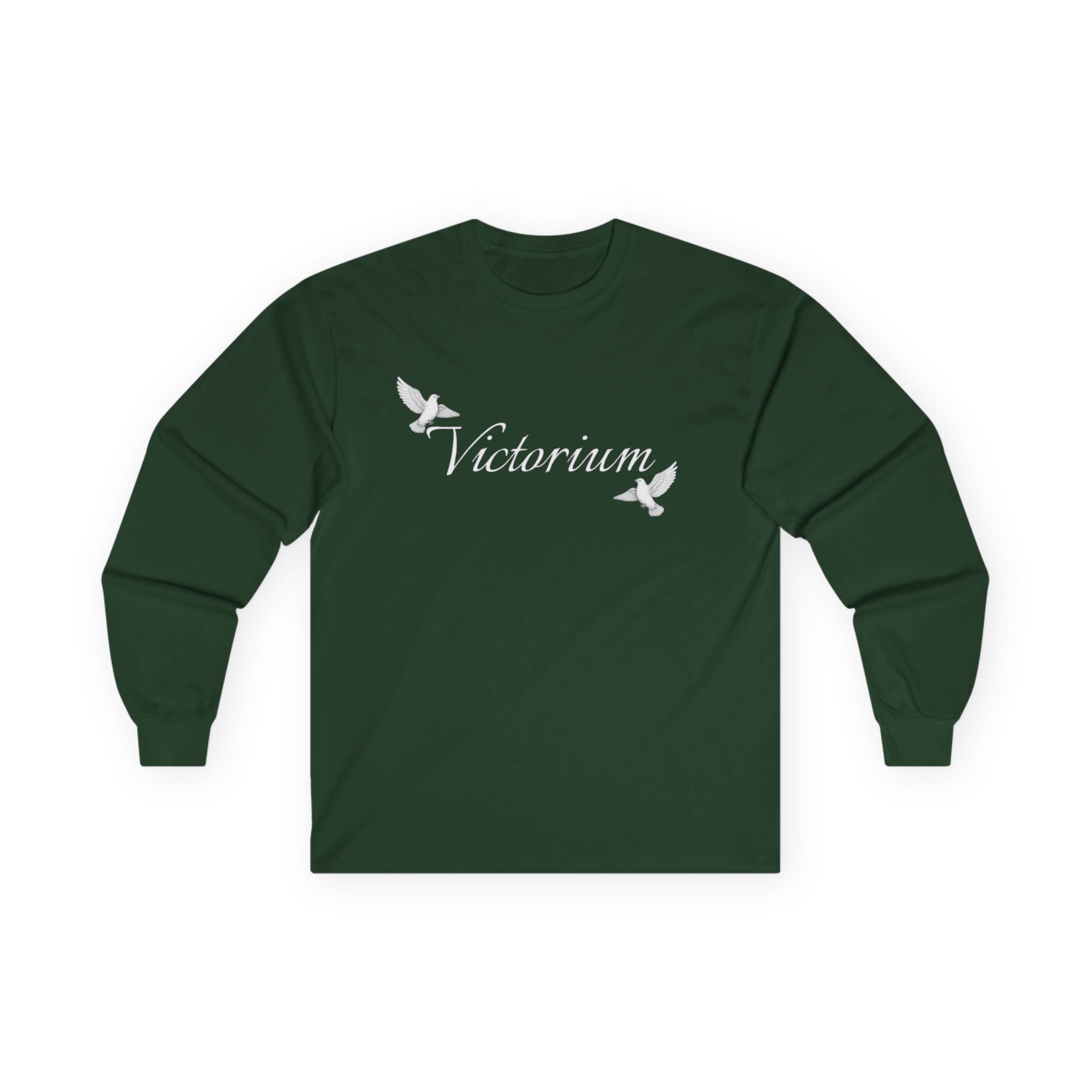 Dove Surrounded Victorium Word Logo Womens Long-Sleeve Tee